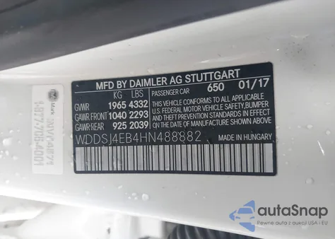 2017 Mercedes-Benz Cla 250 from USA, damaged, VIN WDDSJ4EB4HN488882